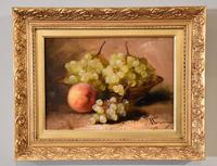Oil Painting Pair by J Tourvin "White Grapes and Plums" (7 of 10) Oil Painting Pair by J Tourvin "White Grapes and Plums" (7 of 10)