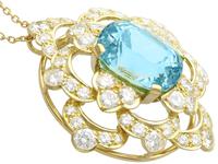 22.32ct Aquamarine, 7.62ct Diamond & 18ct Yellow Gold Pendant - Vintage c.1950 (3 of 9) 22.32ct Aquamarine, 7.62ct Diamond & 18ct Yellow Gold Pendant - Vintage c.1950 (3 of 9)