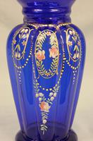 Antique Bristol Blue Glass Decorated Vase (2 of 7) Antique Bristol Blue Glass Decorated Vase (2 of 7)