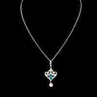 Antique Green Paste Sterling Silver Drop Pendant & Chain Necklace (10 of 10) Antique Green Paste Sterling Silver Drop Pendant & Chain Necklace (10 of 10)