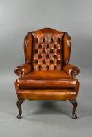 Antique Pair of Deep Buttoned Leather Wing Chairs (5 of 7) Antique Pair of Deep Buttoned Leather Wing Chairs (5 of 7)