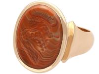 Banded Agate & 14ct Yellow Gold Intaglio Ring - Antique c.1820 (4 of 9) Banded Agate & 14ct Yellow Gold Intaglio Ring - Antique c.1820 (4 of 9)