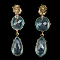 Antique Edwardian Blue Paste Earrings 9ct Gold Screw Backs c.1905 (4 of 5) Antique Edwardian Blue Paste Earrings 9ct Gold Screw Backs c.1905 (4 of 5)