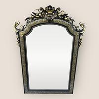 Antique Large French Napoleon III Ebonised & Gilt Carved Overmantle Wall Mirror (1 of 10)