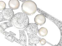 3.51ct Diamond & Pearl, Platinum Brooch - Art Deco c.1930 (2 of 9) 3.51ct Diamond & Pearl, Platinum Brooch - Art Deco c.1930 (2 of 9)