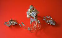 Vintage Large Gold Rhinestone & Baguette Demi Parure Brooch & Earring Set