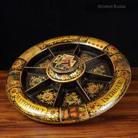 Rare Antique Pope Joan Revolving Game, Victorian Lacquered & Gilded 19th Century