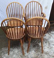 1940s Set 4 Ash Comb Back Chairs. 3 + 1 Carver (3 of 3) 1940s Set 4 Ash Comb Back Chairs. 3 + 1 Carver (3 of 3)