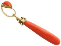 Coral & 20ct Yellow Gold Drop Earrings - Antique c.1830 (4 of 9) Coral & 20ct Yellow Gold Drop Earrings - Antique c.1830 (4 of 9)