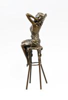 Josephine sitting on a stool, a bronze figurine by "Pierre Collinet (3 of 4) Josephine sitting on a stool, a bronze figurine by "Pierre Collinet (3 of 4)