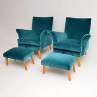 Pair of Vintage Armchairs & Ottomans c.1960’s (4 of 13) Pair of Vintage Armchairs & Ottomans c.1960’s (4 of 13)
