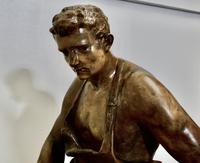 Large 1920s Plaster Figure of the Seated Blacksmith, Le Travail (7 of 12) Large 1920s Plaster Figure of the Seated Blacksmith, Le Travail (7 of 12)