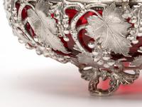 Victorian Silver Plated Basket with the Original Cranberry Glass Liner (3 of 6) Victorian Silver Plated Basket with the Original Cranberry Glass Liner (3 of 6)