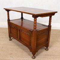 Oak Monks Bench Settle Carved Folding Hall Arts & Crafts (5 of 12) Oak Monks Bench Settle Carved Folding Hall Arts & Crafts (5 of 12)