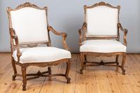 Pair of Large French Walnut & Parcel-Gilt Armchairs (2 of 10) Pair of Large French Walnut & Parcel-Gilt Armchairs (2 of 10)