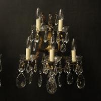 French Pair of Bronze & Crystal 5 Arm Antique Wall Lights (2 of 10) French Pair of Bronze & Crystal 5 Arm Antique Wall Lights (2 of 10)