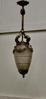 French Opalescent Glass & Brass Hanging Pendant Light (7 of 8) French Opalescent Glass & Brass Hanging Pendant Light (7 of 8)