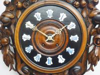 Rare Antique French Carved Dial Wall Clock 8 Day Movement Dial Black Forest Design (6 of 10) Rare Antique French Carved Dial Wall Clock 8 Day Movement Dial Black Forest Design (6 of 10)