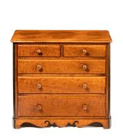 Victorian Period Satin Fiddleback Miniature Chest of Drawers (3 of 4) Victorian Period Satin Fiddleback Miniature Chest of Drawers (3 of 4)