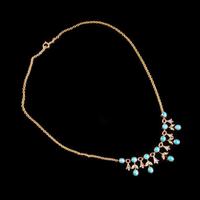Antique Edwardian Turquoise Pearl Garland Necklace 9ct Gold Circa 1905 (4 of 6) Antique Edwardian Turquoise Pearl Garland Necklace 9ct Gold Circa 1905 (4 of 6)