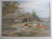 Antique Original Watercolour - Cows Resting - Charles James Adams c.1900 (7 of 9) Antique Original Watercolour - Cows Resting - Charles James Adams c.1900 (7 of 9)