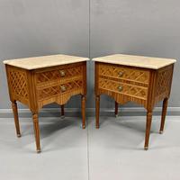 Pair of French Tulipwood Bedside Chests with Marble (2 of 10) Pair of French Tulipwood Bedside Chests with Marble (2 of 10)