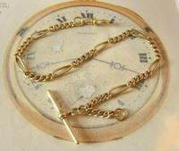 Antique Pocket Watch Chain 1890s Victorian Brass Figaro Link Albert With T Bar (2 of 11) Antique Pocket Watch Chain 1890s Victorian Brass Figaro Link Albert With T Bar (2 of 11)