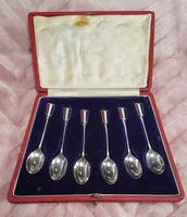 Cased Set of 6 Silver & Enamelled Tea Spoons (2 of 5) Cased Set of 6 Silver & Enamelled Tea Spoons (2 of 5)