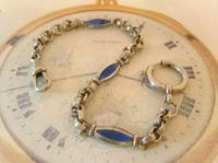 Antique Pocket Watch Chain 1920s Art Nouveau Chrome & Vivid Blue Glass Albert (2 of 11) Antique Pocket Watch Chain 1920s Art Nouveau Chrome & Vivid Blue Glass Albert (2 of 11)