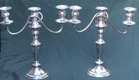 Pair of Edwardian Silver Plate on Copper Three Branch Candelabra (6 of 8) Pair of Edwardian Silver Plate on Copper Three Branch Candelabra (6 of 8)