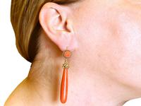 Coral & 20ct Yellow Gold Drop Earrings - Antique c.1830 (9 of 9) Coral & 20ct Yellow Gold Drop Earrings - Antique c.1830 (9 of 9)