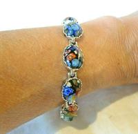 Vintage Silver & Milliflori Glass Bracelet 1970s Length 7 3/4" Heavy 23.7 Grams (11 of 12) Vintage Silver & Milliflori Glass Bracelet 1970s Length 7 3/4" Heavy 23.7 Grams (11 of 12)