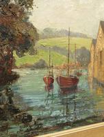 Large Framed Oil Painting of Boats at Totnes by Dorothy Bradshaw (12 of 13) Large Framed Oil Painting of Boats at Totnes by Dorothy Bradshaw (12 of 13)