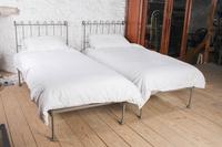 Lovely Pair of Simple Forged Iron Single Beds Can be Joined