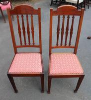 1920s Pair of Mahogany High Back Hall Chairs Pink Upholstery (2 of 4) 1920s Pair of Mahogany High Back Hall Chairs Pink Upholstery (2 of 4)