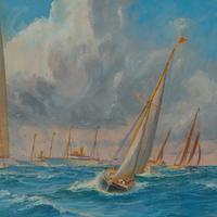 A rare painting of 1930 America’s Cup racing off Newport, signed ‘Harold Wyllie’ (9 of 12) A rare painting of 1930 America’s Cup racing off Newport, signed ‘Harold Wyllie’ (9 of 12)
