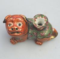Chinese Canton Famille Rose Porcelain Buddhist Lion Candlestick 19th Century (2 of 9) Chinese Canton Famille Rose Porcelain Buddhist Lion Candlestick 19th Century (2 of 9)