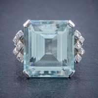 Art Deco Aquamarine Diamond Ring Platinum 25ct Emerald Cut Aqua c 1930 (4 of 5) Art Deco Aquamarine Diamond Ring Platinum 25ct Emerald Cut Aqua c 1930 (4 of 5)