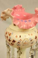 Antique Victorian Single Pink & Cream Glass Mantle Lustre (2 of 6) Antique Victorian Single Pink & Cream Glass Mantle Lustre (2 of 6)