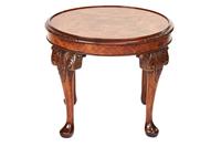 Burr Walnut & Carved Circular Coffee Table c 1930 (2 of 6) Burr Walnut & Carved Circular Coffee Table c 1930 (2 of 6)