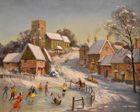 Oil Painting by Max Hofler "The Frozen Pond" (2 of 6) Oil Painting by Max Hofler "The Frozen Pond" (2 of 6)