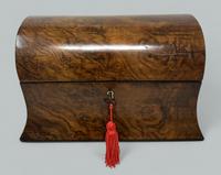 Antique English Burl Burr Walnut Wooden Victorian Double Tea Caddy 19th Century