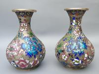 Pretty Pair of Chinese Cloisonne Champleve Vases (2 of 9) Pretty Pair of Chinese Cloisonne Champleve Vases (2 of 9)