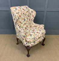 Upholstered Walnut Wing Armchair (5 of 9) Upholstered Walnut Wing Armchair (5 of 9)