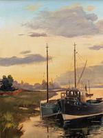 'the Estuary At Sundown' A Large Superb Original Vintage Seascape Oil Painting (7 of 12) 'the Estuary At Sundown' A Large Superb Original Vintage Seascape Oil Painting (7 of 12)