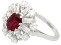 2.02ct Ruby & 1.60ct Diamond, Platinum Cluster Ring - Vintage c.1960 (4 of 12) 2.02ct Ruby & 1.60ct Diamond, Platinum Cluster Ring - Vintage c.1960 (4 of 12)