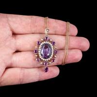 Antique Victorian Amethyst Pearl Pendant Necklace 9ct Gold 12ct Amethyst c.1900 (7 of 8) Antique Victorian Amethyst Pearl Pendant Necklace 9ct Gold 12ct Amethyst c.1900 (7 of 8)