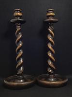 Pair of Victorian Oak Barley Twist Candlesticks (3 of 4) Pair of Victorian Oak Barley Twist Candlesticks (3 of 4)