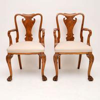 Pair of Antique Walnut Queen Anne Style Carver Armchairs (2 of 10) Pair of Antique Walnut Queen Anne Style Carver Armchairs (2 of 10)