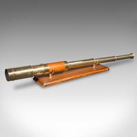 Antique 3 Draw Telescope, English Brass, Terrestrial Instrument - Victorian c.1880
